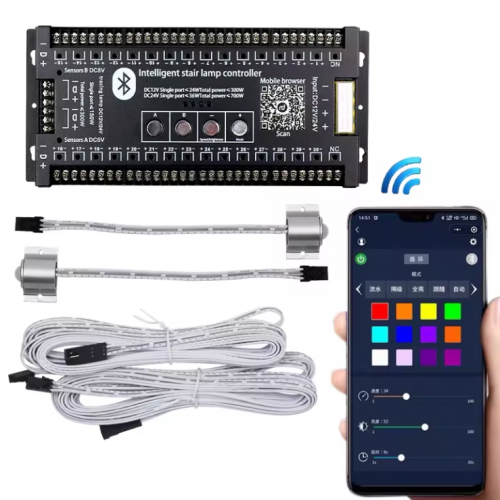 30-step indoor stair stepping led controller and PIR motion sensor IC running strip step light Stair light controller